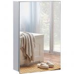 Armoire miroir murale salle de bain 2 étagères acier inox.