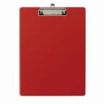 Exacompta Réf. 19295E - Carton de 10 porte-blocs à pince avec pochette plastique sur le dos - Système d'accroche mural - Dimensions : 23 cm x 32 cm pour document format A4 - Rouge