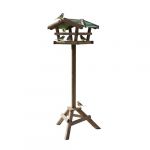 Relaxdays Nichoir &agrave; oiseaux pied Support de jardin Mangeoire en bois D&eacute;co H x l x P: 100 x 37 x 43 cm, avec toit vert