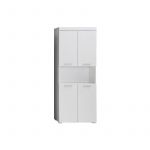 AmandaMandoBea Armoire haute 1 compartiment ouvert, 4 portes, blanc, blanc brillant. - Blanc