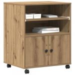 VidaXL Support dimprimante en bois - 60x48x74 cm - Ch&ecirc;ne artisanal - Bois ding&eacute;nierie - Moderne