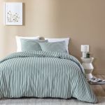 Terre de Nuit Parure de lit 200x200 coton à rayures vert Horizon