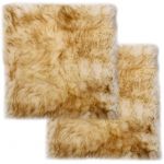 VidaXL Coussins de chaise 2 pcs M&eacute;lange de marron Mouton v&eacute;ritable