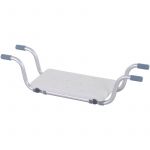 Homcom Si&egrave;ge de baignoire - si&egrave;ge de bain suspendu r&eacute;glable - tabouret de salle de bain - dim. 71-81L x 22l x 18H cm - alu. HDPE blanc