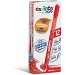 Carioca Oops | Lot de Stylos Effaçables pour l'Ecole et le Bureau avec Double Gomme et Poignée Ergonomique, Stylos Rouges, 12 Pièces