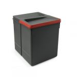 Emuca 8937223 Poubelles, Compartiments de Recyclage pour Base à Couper, bac Hauteur 266mm et capacité 15 litres, Gris, H 266 mm (1x15L)