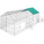 TecTake Parc d’Extérieur à Lapins et Petits Rongeurs avec 1 Toit en Métal 180 cm x 75 cm x 75 cm Vert