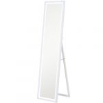 Homcom Grand miroir LED pleine longueur 40 x 160 cm autoportant ou à fixer - 3 couleurs luminosité réglable - effet bois blanc