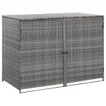 VidaXL Abri de poubelle double Résine tressée Anthracite 148x77x111cm