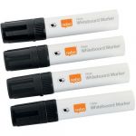 Nobo Marqueurs Effaçables à Sec Glide pour Tableau Blanc, Pointe Biseautée Large 10mm, Lot de 4, 1915388, Noir