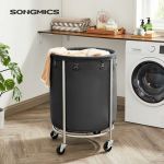 Songmics Panier à linge avec roulettes 170L tissu polyester noir