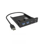 Icy box Adaptateur de Disque Avant 3,5" avec Port USB-C 20 Gbit/s, USB-C 5 Gbit/s, 2 Ports USB-A 5 Gbit/s, Lecteur de Carte SD/microSD, boîtier en métal, IB-HUB1419-i3