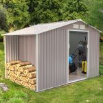 Concept-Usine Ventoux 8.72 m² : abri de jardin avec abri bûches en metal anti-corrosion gris
