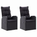 VidaXL Chaise inclinable de jardin 2pc et coussins R?sine tress?e Noir