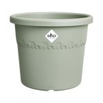 Elho Algarve Cilindro Wheels 48cm - Grand Pot de Fleurs Ext&eacute;rieur - Jardini&egrave;res - Plastique 100% recycl&eacute; - &Oslash; 48.0 x H 40.2 cm - Vert/Vert Thym