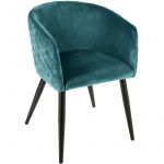 Atmosphera Fauteuil en velours Marlo - Bleu canard