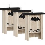 Pawhut Nichoir &agrave; chauves-souris - lot de 3 - dim. 18L x 6l x 22H cm - bois sapin naturel noir