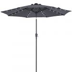 Deuba Kingsleeve Parasol Aluminium Anthracite Ø300cm inclinable 32 LED Solaire manivelle Souple Housse résistante Hydrofuge Piles incluses terrasse Balcon