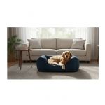 Panier Rectangulaire - C&ocirc;tel&eacute; Bleu 80x67x22 Cm - Housse Amovible - Fond Antid&eacute;rapant - Rembourrage Mousse Et Fibres