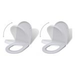 VidaXL 2x Si&egrave;ge de Toilette et Couvercle Plastique Blanc Abattant WC Cuvette