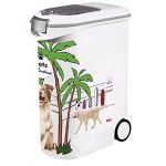 Curver Conteneur à Croquettes Pour Chien - 20kg / 54L - Pets Collection - Grand Rangement Hermétique Anti-Odeurs pour Nourriture pour Chiens - Conteneur à Roulettes - 28 x 49 x 61 cm