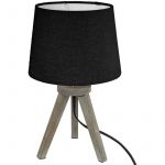 Atmosphera Lampe à Poser Trépied en Bois "Alexis" 31cm Noir