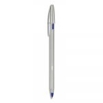 Bic Stylo rechargeable Cristal Re-New - en m&eacute;tal - capuchon - pointe moyenne- argent + 2 recharges encre Bleue