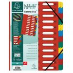 Exacompta Lot de 4 trieurs Harmonika &agrave; fen&ecirc;tres avec &eacute;lastiques nature future carte lustr&eacute;e 24 compartiments - Rouge - 55245E