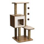 Vesper Arbre à chat base haute noyer 68,5 x 56 x 120 cm