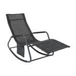 Sobuy Fauteuil à Bascule Transat de Relaxation Chaise Longue Bain de Soleil Rocking Chair – avec Pochette latérale et Repose-Pieds OGS47-MS