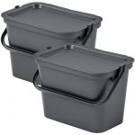 WELL HOME MOBILIARIO & DECORACI&Oacute;N Lot de 2 poubelles MODA 5L graphite avec poign&eacute;e