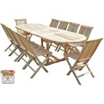 C&L Jardin Henua - Ensemble de jardin en teck 10 chaises + huile Sat'Oléo