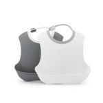 Twistshake Lot de 2 bavoirs blanc et gris