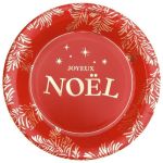 10 ASSIETTES CARTON FEUILLAGE NOËL 22.5CM ROUGE