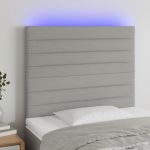 VidaXL T&ecirc;te de lit &agrave; LED Gris clair 80x5x118/128 cm Tissu - Light grey