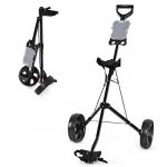 COSTWAY Chariot de Golf 2 Roues Pliable en EVA avec Emplacements pour 4 Tees 4 Balls et Tableau de Score Cadre Fer Sangle Réglable