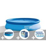 Intex Kit piscine autoport&eacute;e Easy Set 3,05 x 0,61 m (avec filtration) + B&acirc;che &agrave; bulles + B&acirc;che de protection + 6 cartouches de filtration - Bleu
