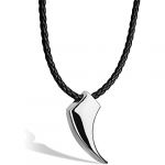 SERASAR - Collier en Cuir pour Homme Avec Pendentif "Wolf" en Argent - Cadeau Parfait - Avec Bo&icirc;te &agrave; Bijoux - Mod&egrave;le N002-50