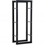 Homcom Etag&egrave;re porte bois de chemin&eacute;e porte-b&ucirc;ches design contemporain charge max. 100 Kg dim. 40L x 25l x 100H cm m&eacute;tal noir