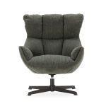 Calicosy Fauteuil en tissu matelassé avec pieds en métal noir H89 cm
