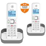 Alcatel T&eacute;l&eacute;phone sans fil Pack Duo F 860 Duo avec fonction blocage des appels publicitaires blanc gris