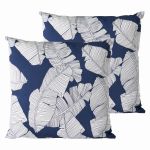 Oviala Lot de 2 coussins carrés polyester abaca bleu 45x45x8 cm
