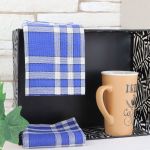 Linandelle Lot de serviettes de table carreaux vichy normand bleu NELLY