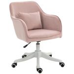 Homcom Chaise de bureau velours fauteuil bureau massant coussin lombaire intégré hauteur réglable pivotante 360° rose poudré 55x65x89cm