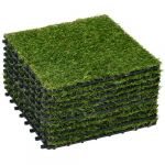 Outsunny Gazon synthétique artificiel set de 10 dalles carreaux 30 x 30 cm épaisseur confort 3,5 cm à emboîter vert