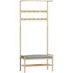 Homcom Vestiaire d'entr&eacute;e banc &agrave; chaussures portemanteau 10 pat&egrave;res tringle v&ecirc;tement coffre avec coussin &eacute;tag&egrave;re