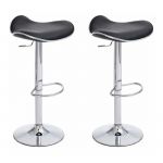 CLP Lot 2 Tabourets de bar r&eacute;glables SHANGHAI en PU, r&eacute;glable en hauteur 62 - 83 cm, Tabourets pivotants avec repose-pieds