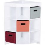 Homcom Meuble de rangement d'angle unité de rangement 9 niches 3 tiroirs non tissé MDF blanc 57x57x95cm Blanc
