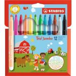Stabilo Trio Jumbo - Étui carton de 12 feutres pointe large - Coloris assortis
