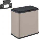 Relaxdays Superbe Poubelle, capacité 5 litres, Plastique et métal, pour la Cuisine ou la Salle de Bain, Beige